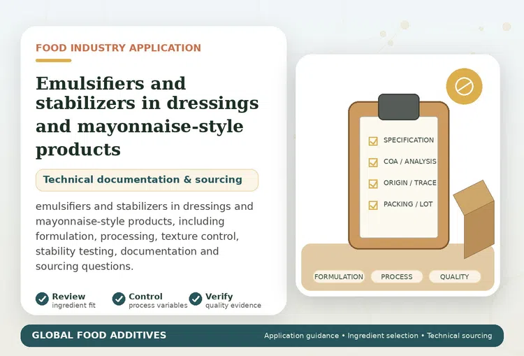 Emulsifiers and stabilizers in dressings and mayonnaise-style products food industry application illustration